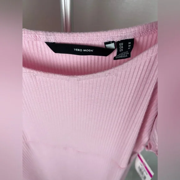 VERO MODA Pink Aria Puff Sleeve Minidress Size Medium NWT - Picture 9 of 10